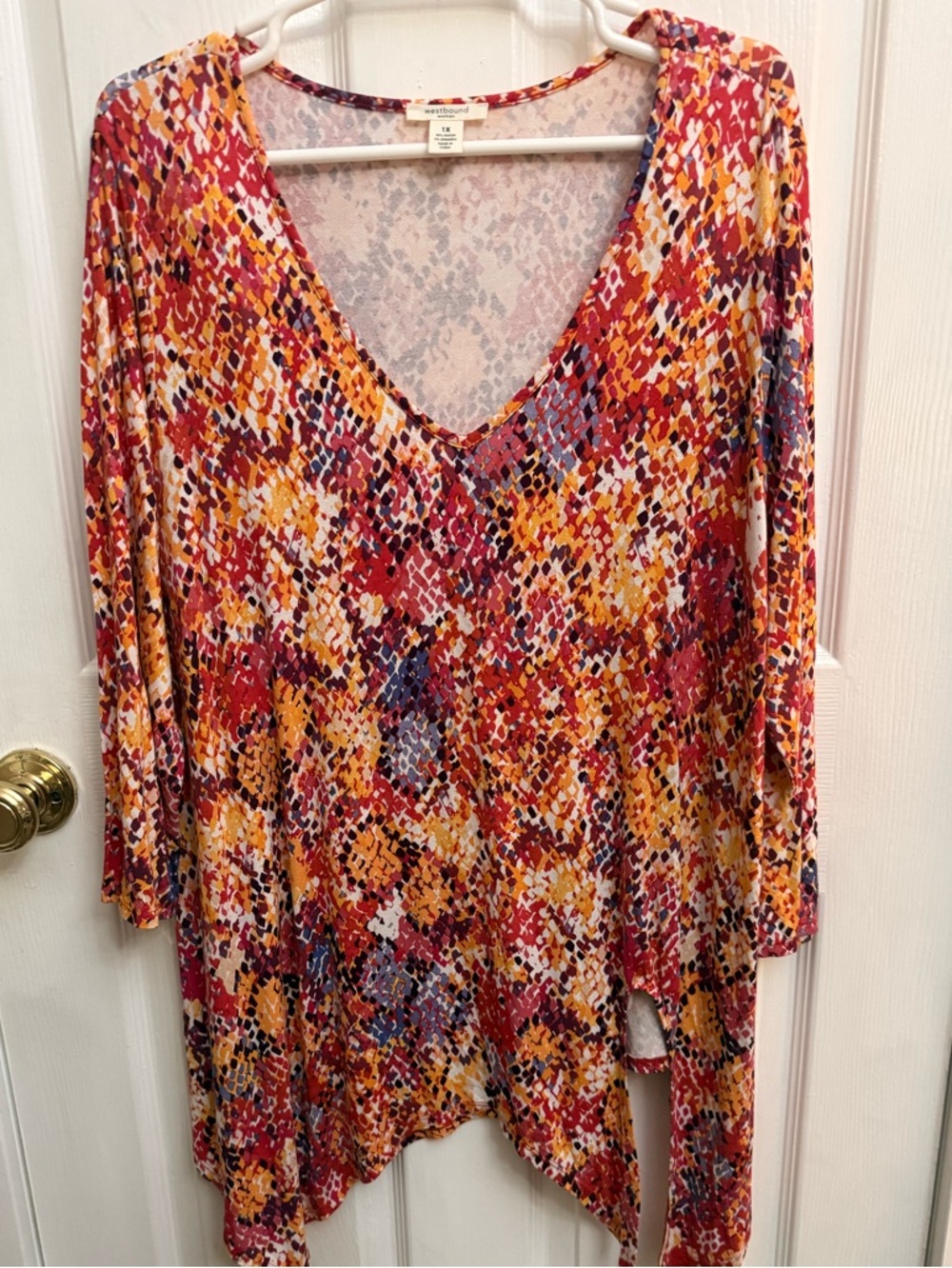 Westbound Multicolor V-Neck Printed Tunic Top